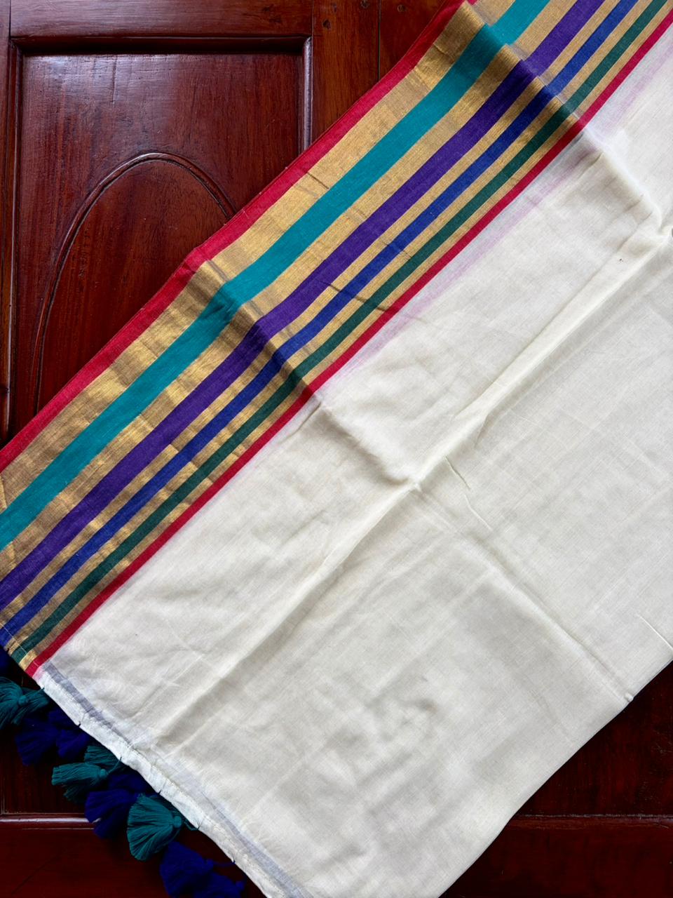 Traditional Kerala Mul Cotton Saree with Classic Kasavu Border [MC10]