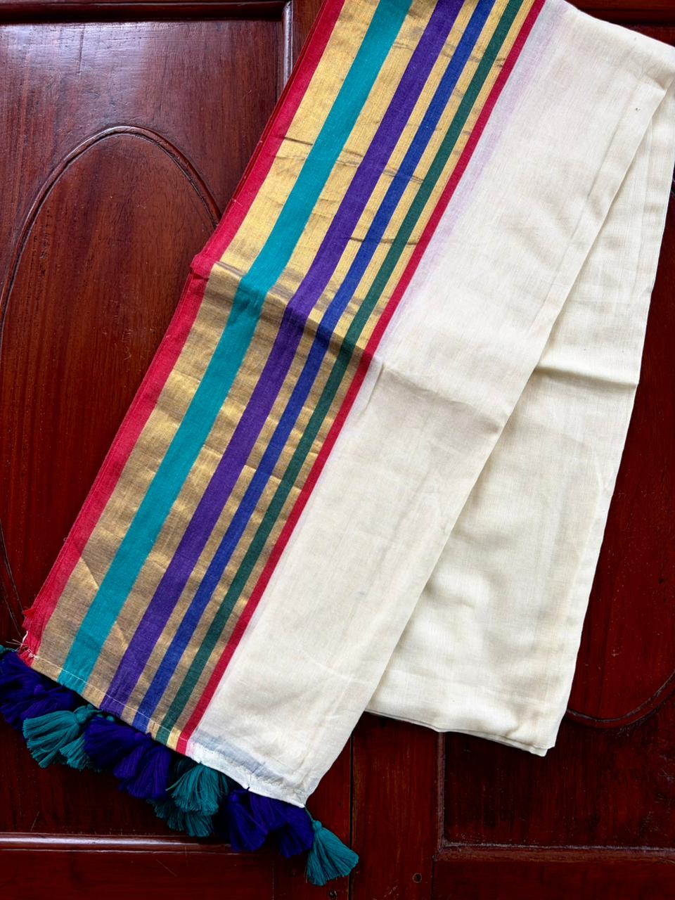 Traditional Kerala Mul Cotton Saree with Classic Kasavu Border [MC10]