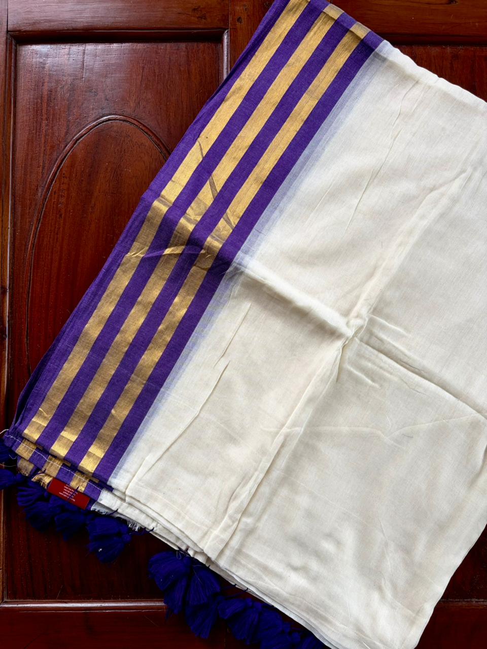 Traditional Kerala Mul Cotton Saree with Classic Kasavu Border [MC14]