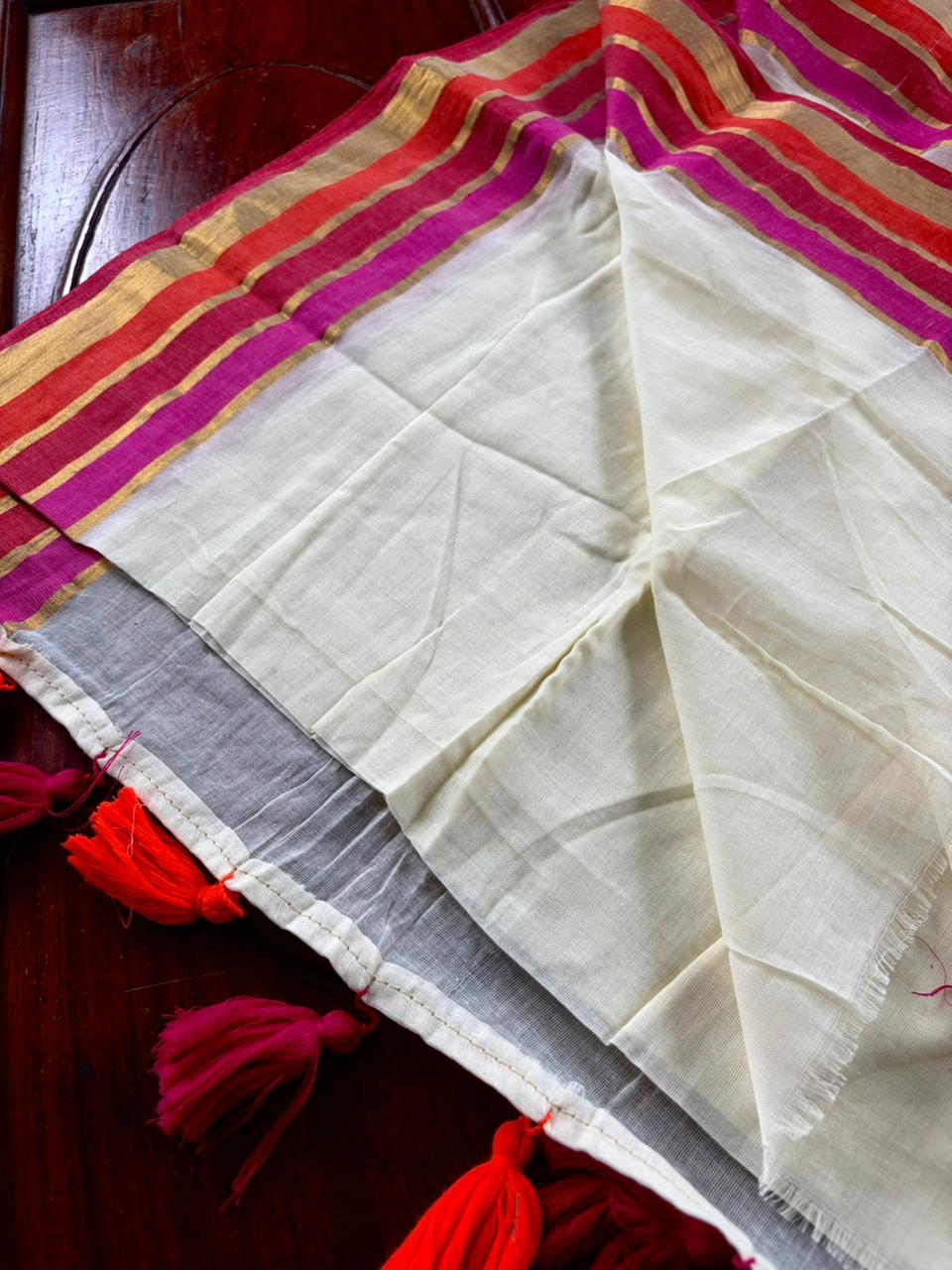 Traditional Kerala Mul Cotton Saree with Classic Kasavu Border [MC22]