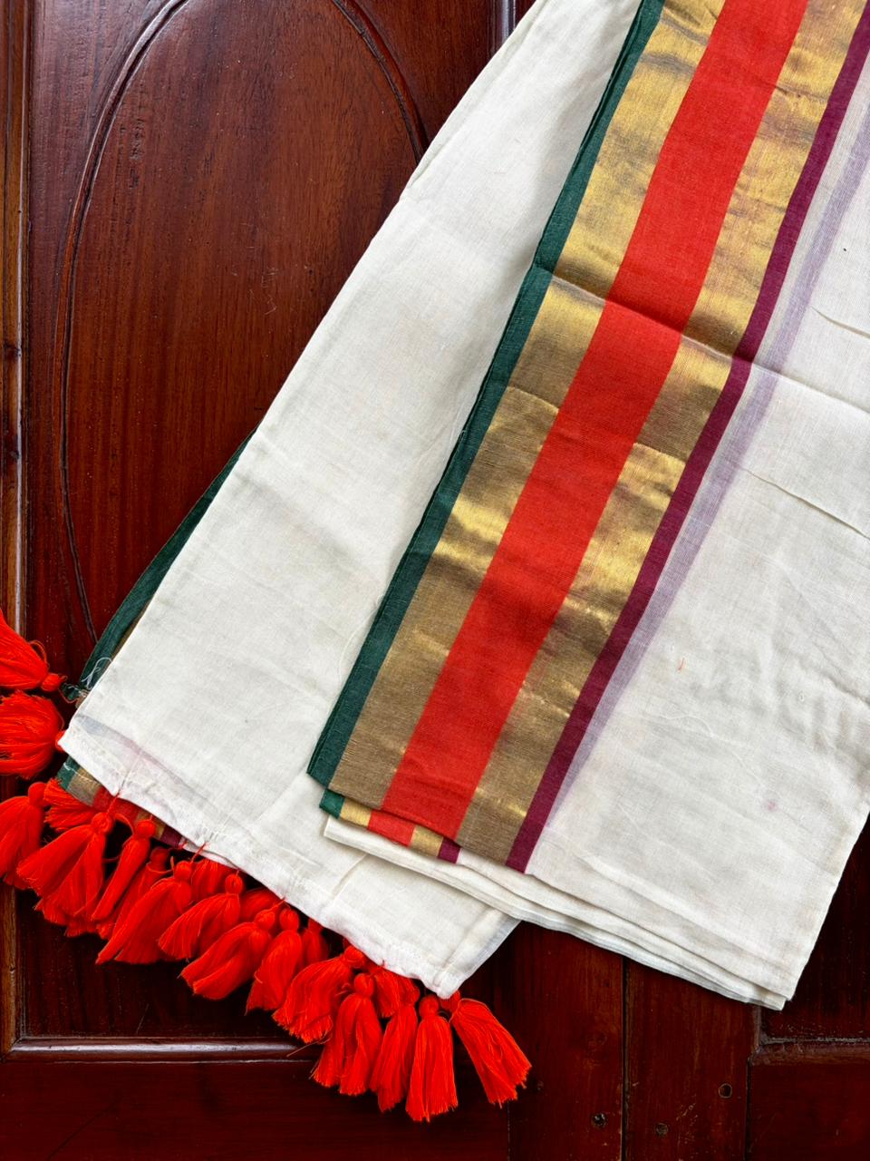 Traditional Kerala Mul Cotton Saree with Classic Kasavu Border [MC15]