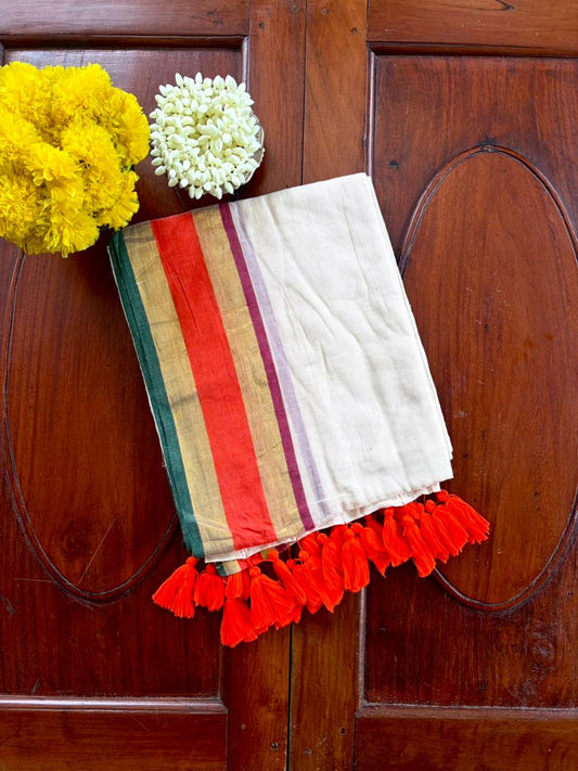 Traditional Kerala Mul Cotton Saree with Classic Kasavu Border [MC15]