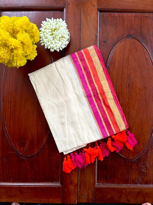 Traditional Kerala Mul Cotton Saree with Classic Kasavu Border [MC22]