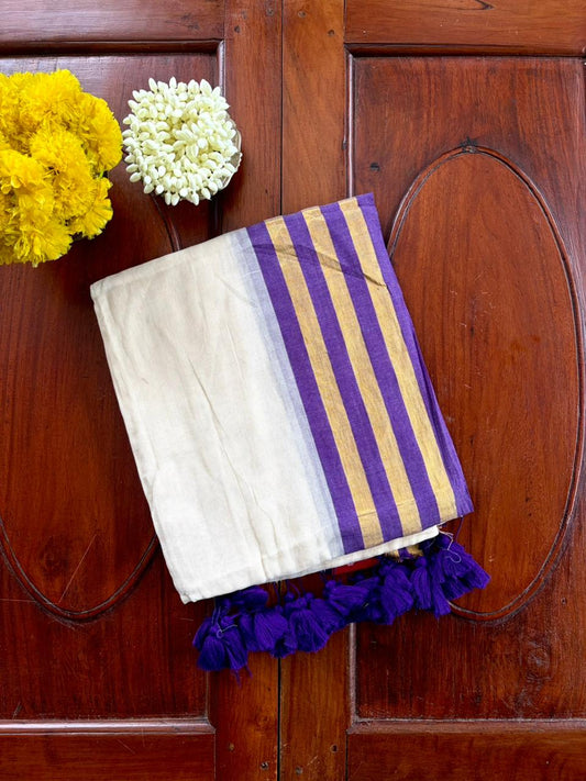 Traditional Kerala Mul Cotton Saree with Classic Kasavu Border [MC14]