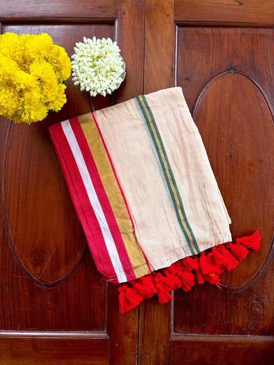 Traditional Kerala Mul Cotton Saree with Classic Kasavu Border [MC06]