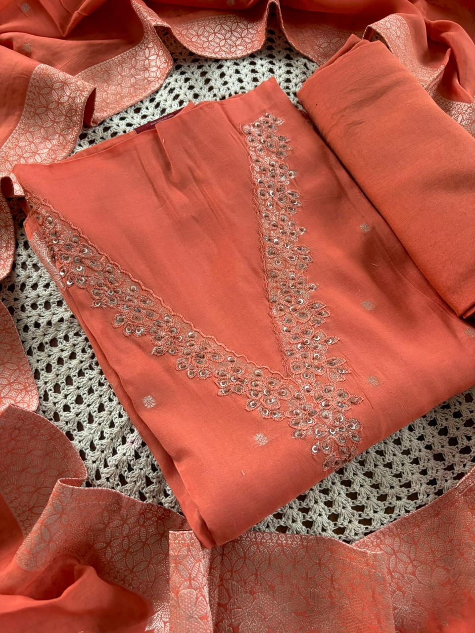 Elegant Banarasi Unstitched Salwar Suit with Woven Dupatta [GUF21]