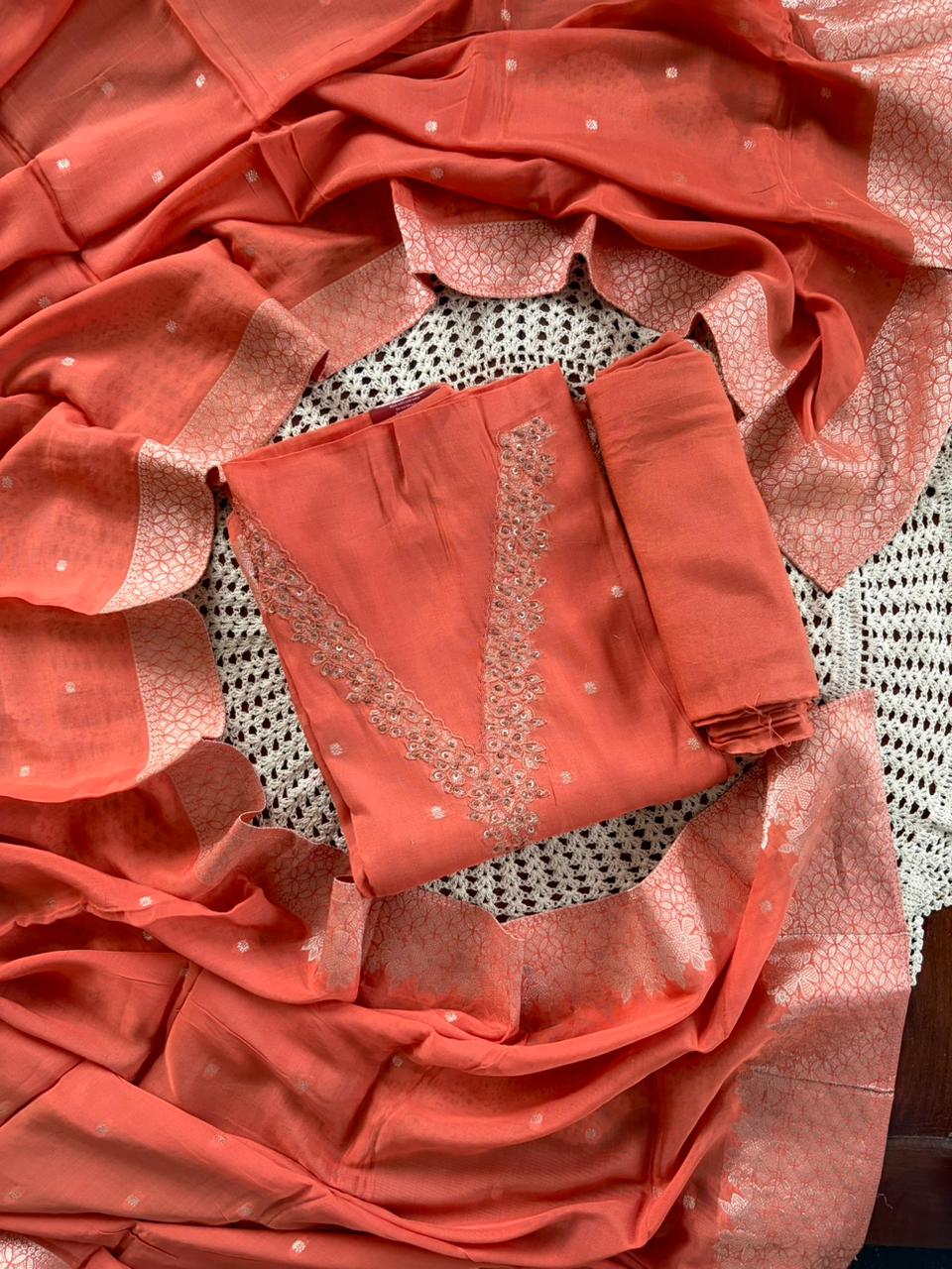 Elegant Banarasi Unstitched Salwar Suit with Woven Dupatta [GUF21]