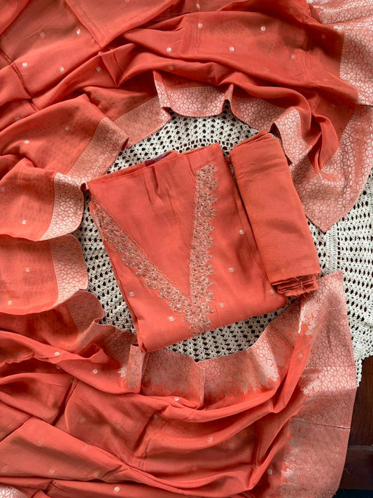 Elegant Banarasi Unstitched Salwar Suit with Woven Dupatta [GUF21]