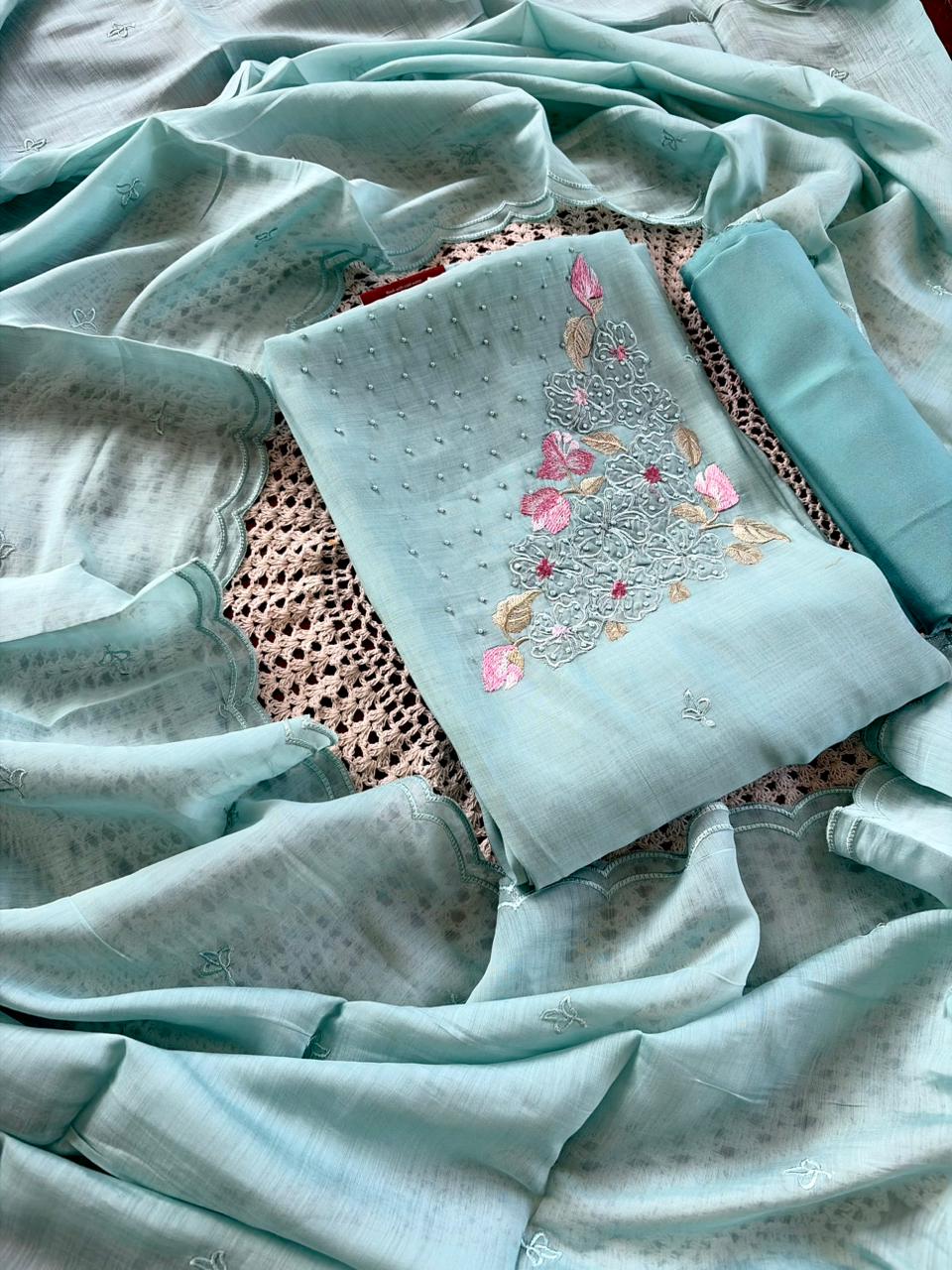 Mul Chanderi Unstitched Salwar Set [GUG10]