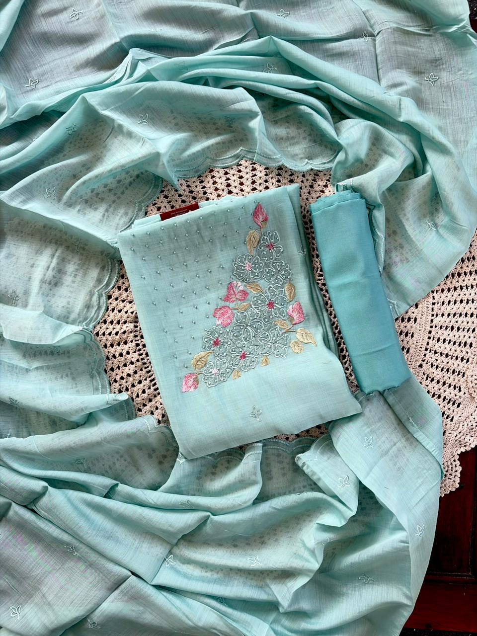 Mul Chanderi Unstitched Salwar Set [GUG10]