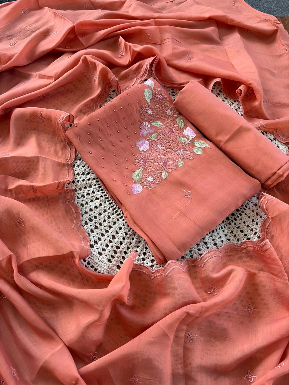 Mul Chanderi Unstitched Salwar Set [GUG11]