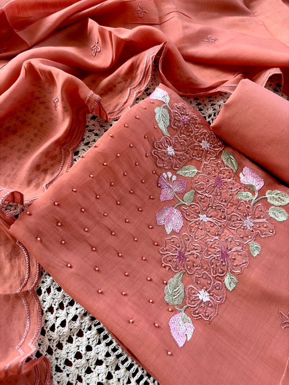 Mul Chanderi Unstitched Salwar Set [GUG11]