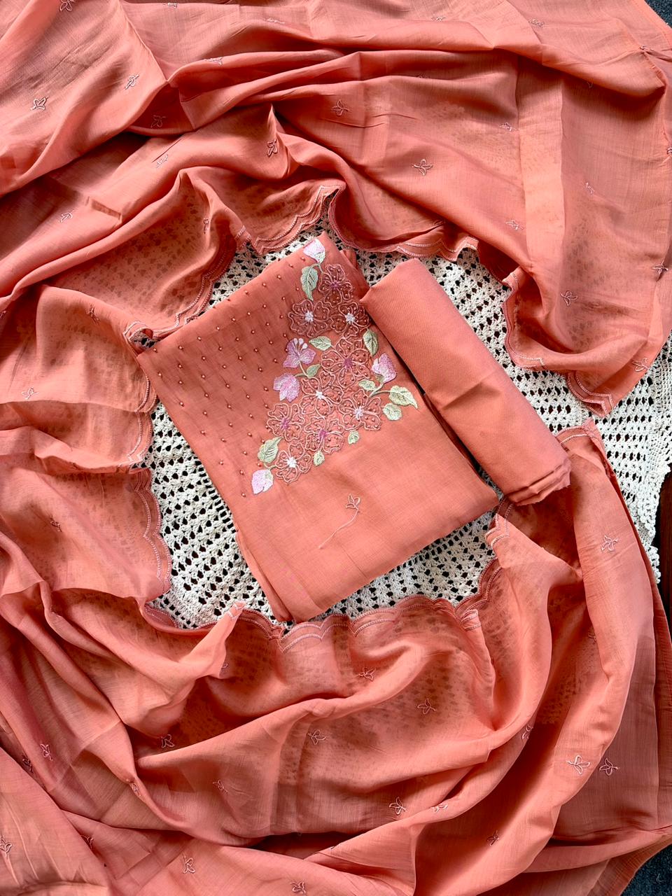 Mul Chanderi Unstitched Salwar Set [GUG11]