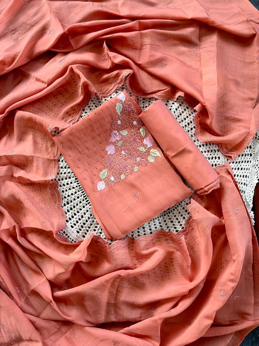 Mul Chanderi Unstitched Salwar Set [GUG11]