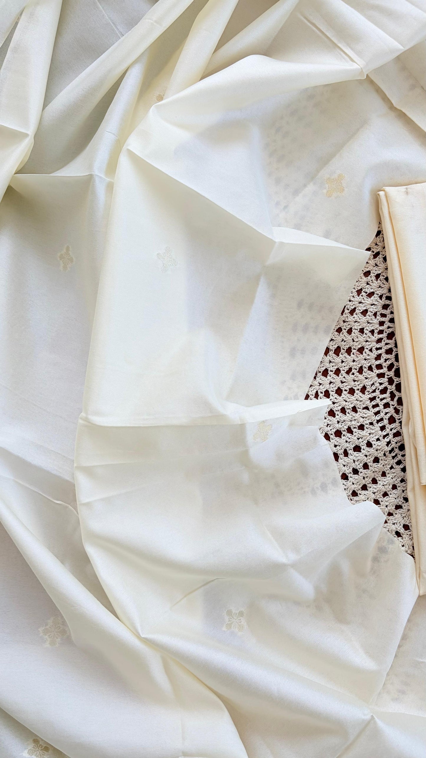 Elegant Ivory Soft Tissue Unstitched Salwar with Subtle Floral Zari Work [ZP1]