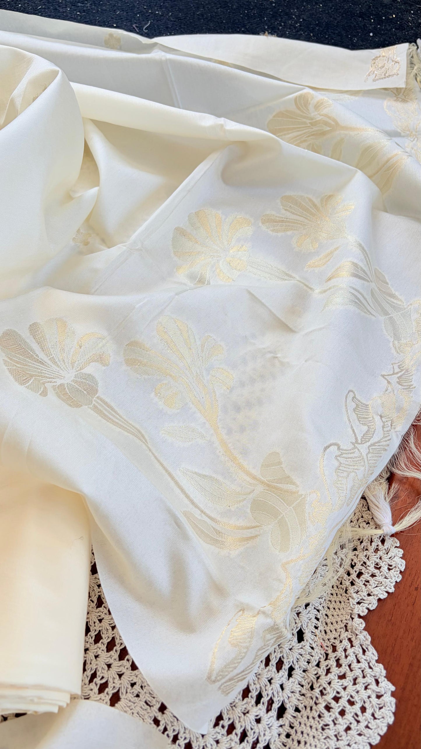 Elegant Ivory Soft Tissue Unstitched Salwar with Subtle Floral Zari Work [ZP1]