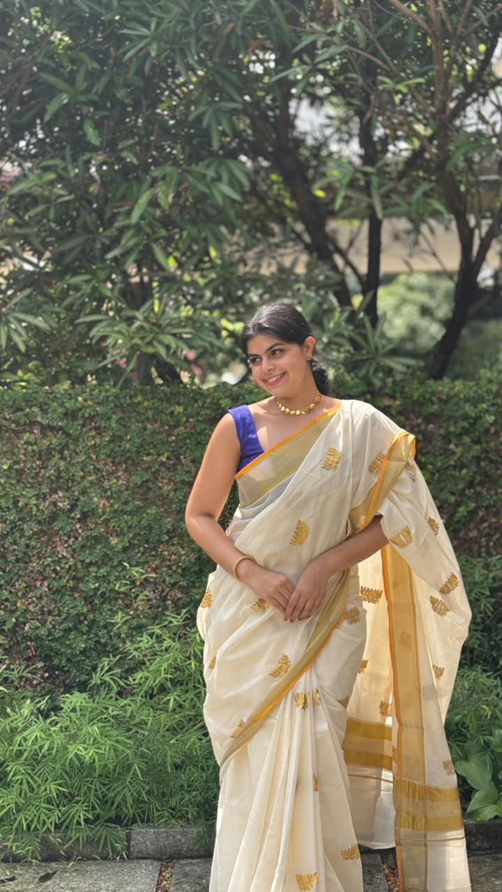 Kerala Kasavu Cotton Saree – Timeless Onam Elegance [SA01]