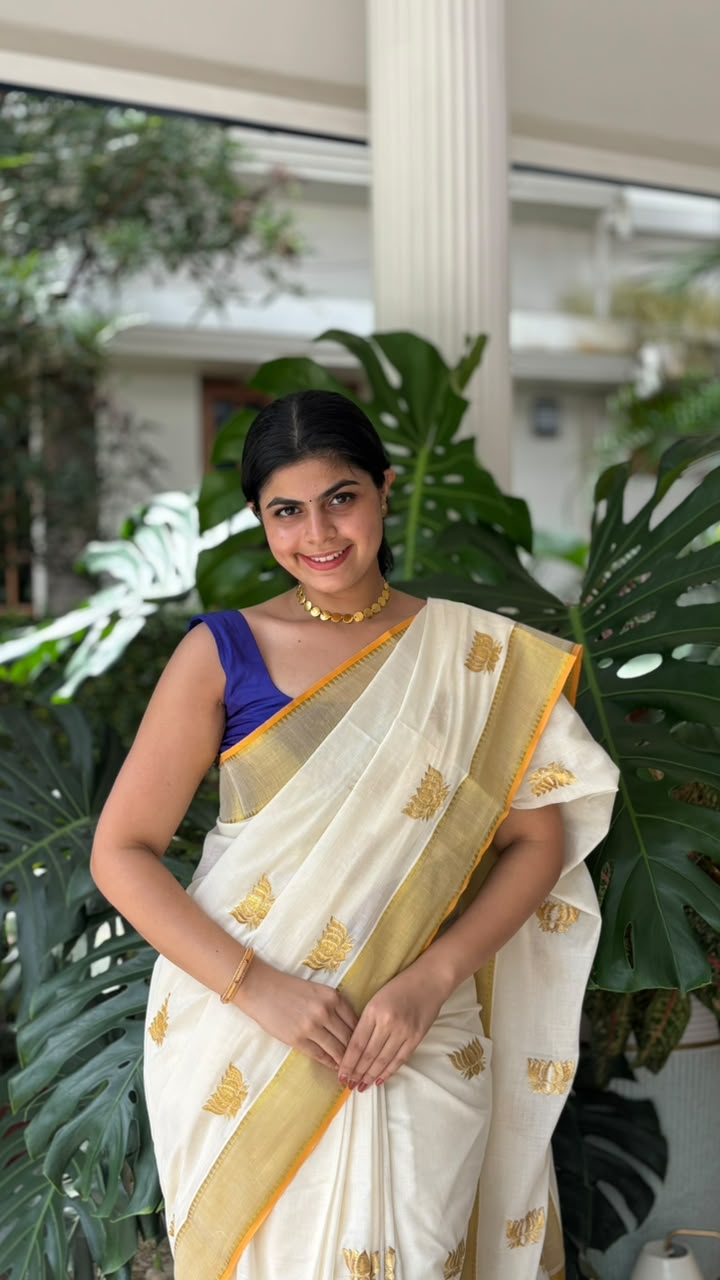 Kerala Kasavu Cotton Saree – Timeless Onam Elegance [SA01]