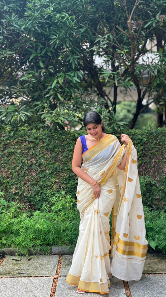 Kerala Kasavu Cotton Saree – Timeless Onam Elegance [SA01]