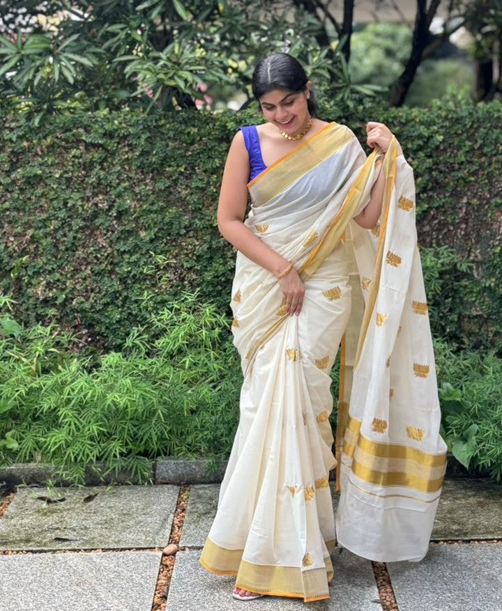 Kerala Kasavu Cotton Saree – Timeless Onam Elegance [SA01]