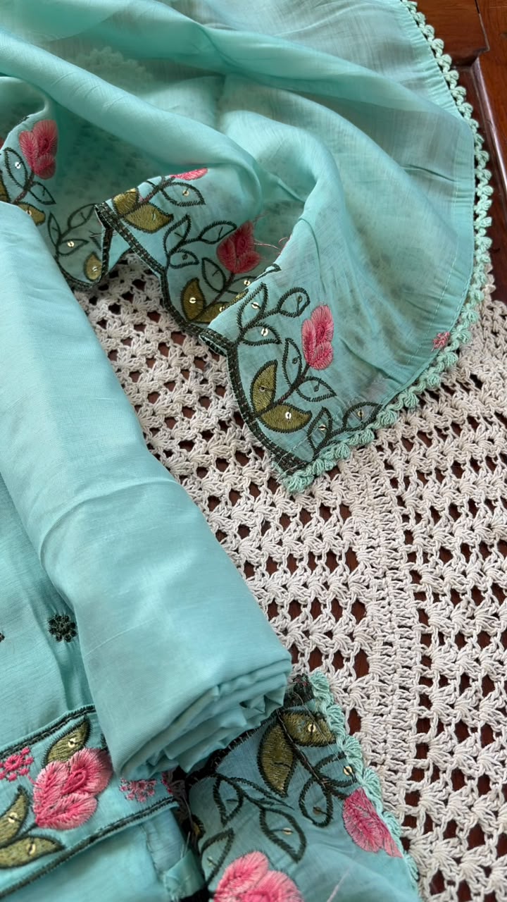 Mul Chanderi unstitched salwar set [GUG36]
