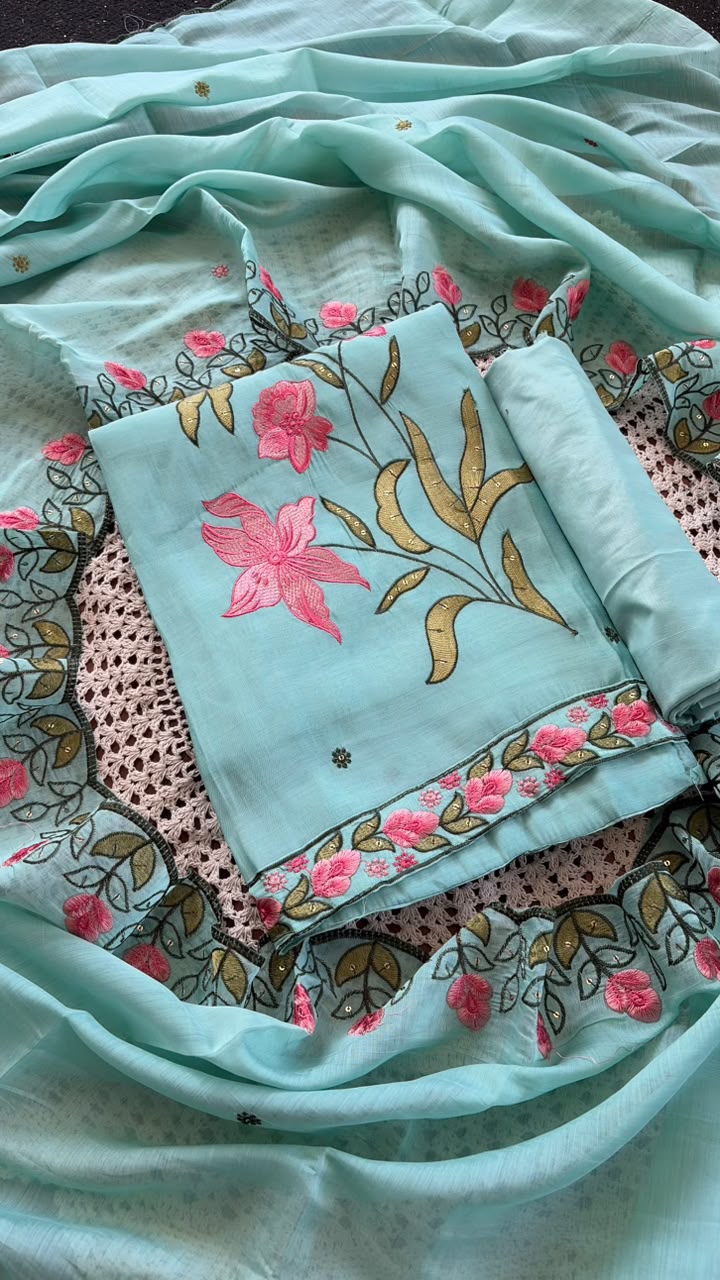 Mul Chanderi unstitched salwar set [GUG36]