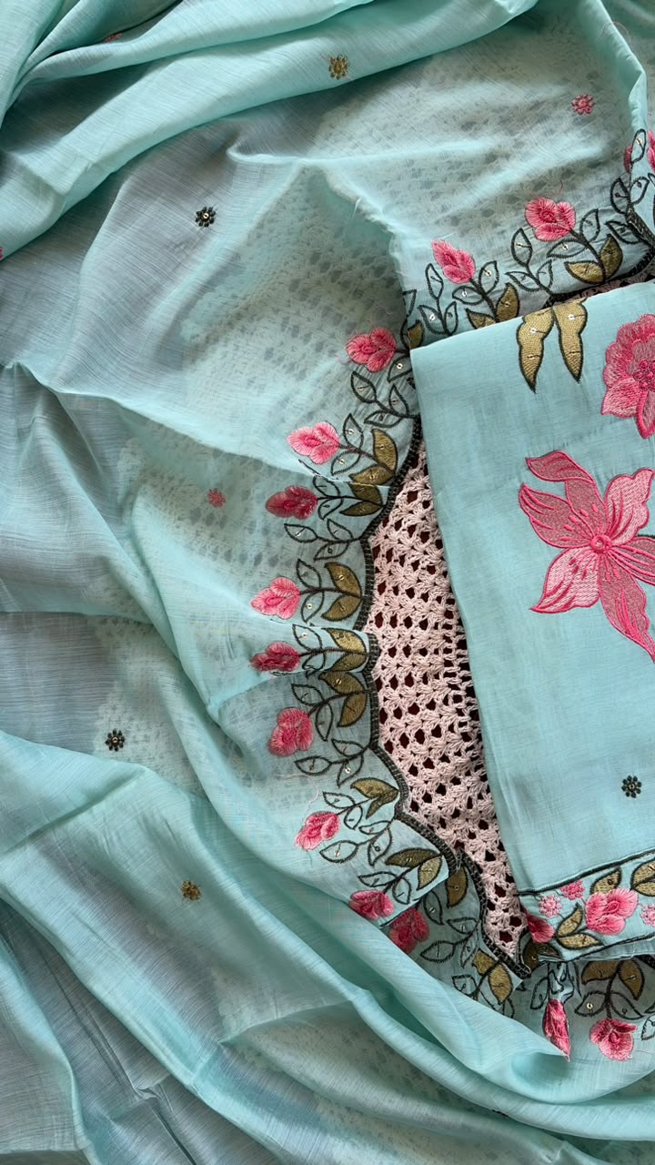 Mul Chanderi unstitched salwar set [GUG36]