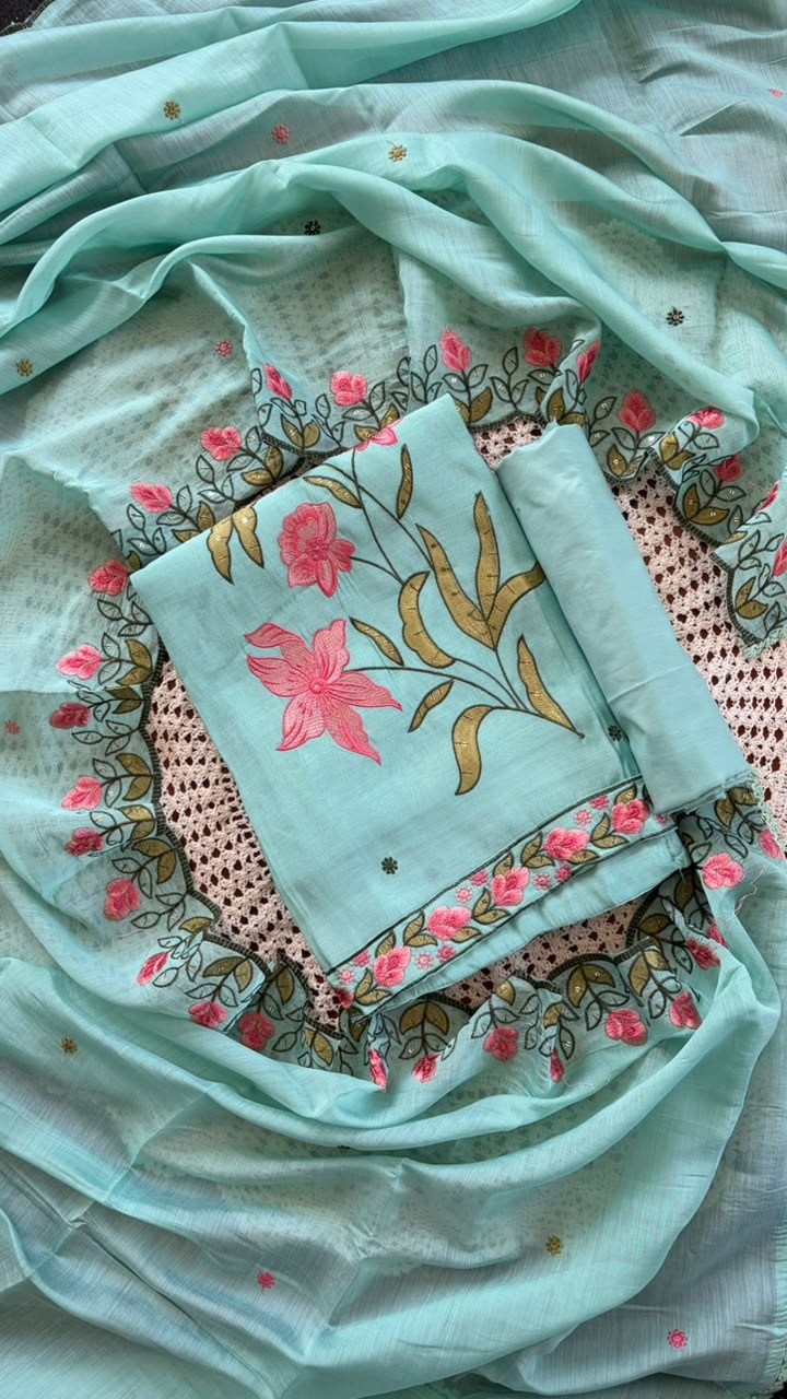 Mul Chanderi unstitched salwar set [GUG36]