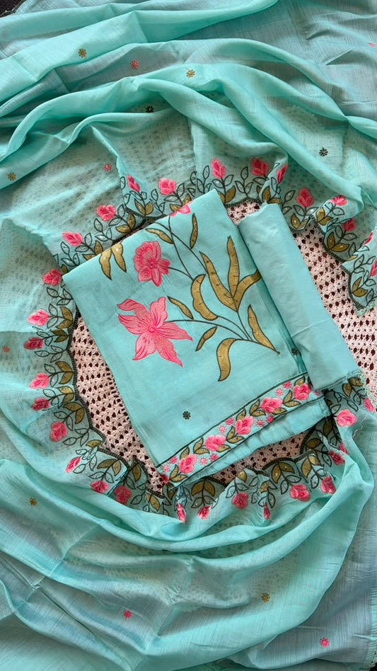 Mul Chanderi unstitched salwar set [GUG36]