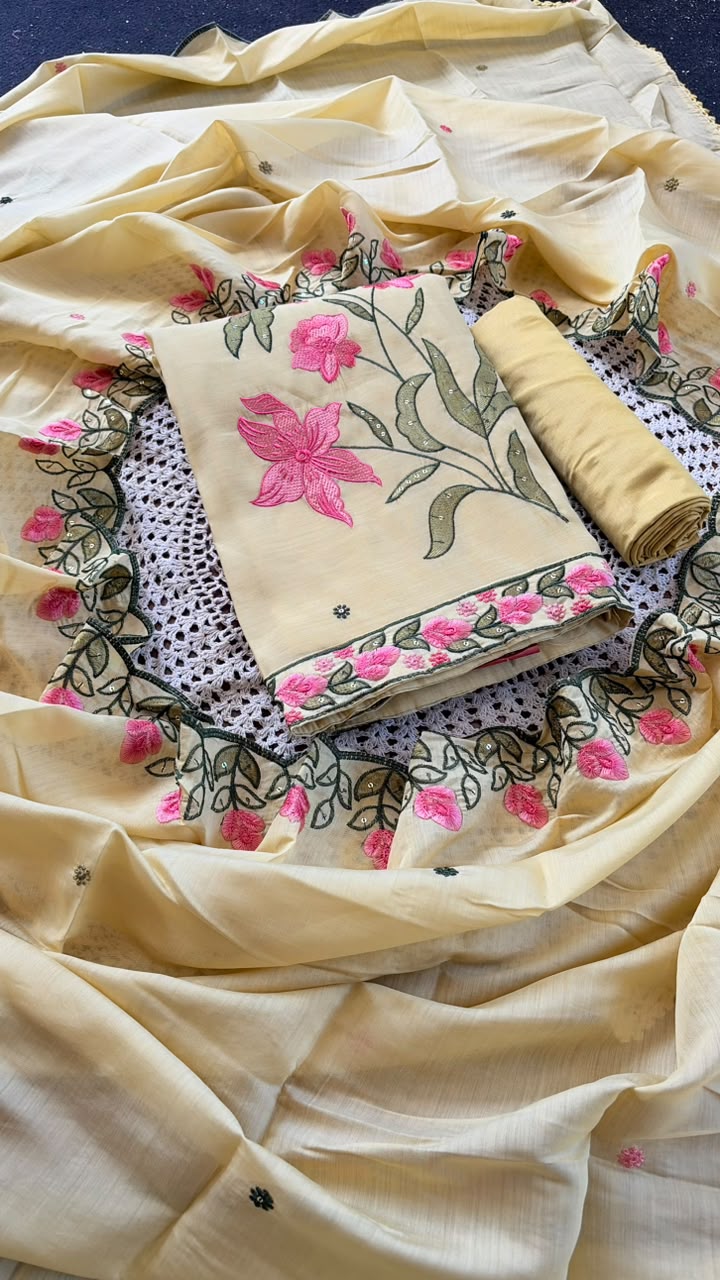 Mul Chanderi unstitched salwar set [GUD37]