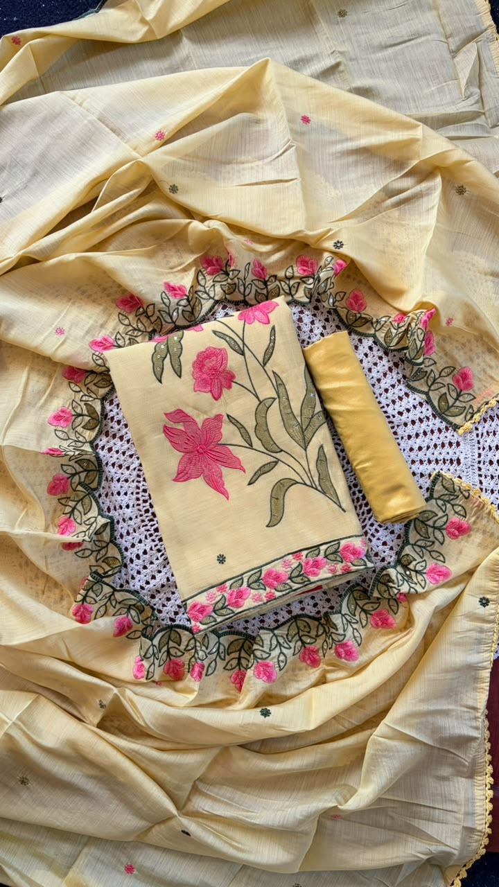 Mul Chanderi unstitched salwar set [GUD37]