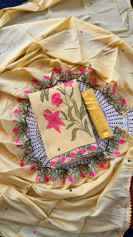 Mul Chanderi unstitched salwar set [GUD37]
