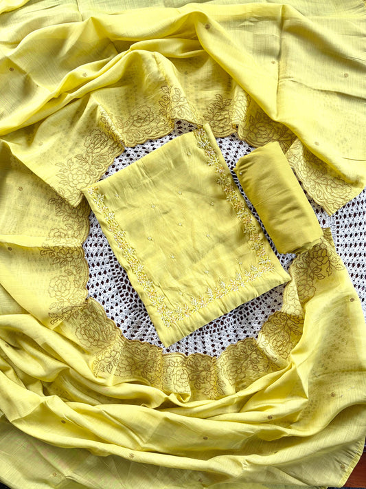 Mul Chanderi Unstitched Salwar Set [GUG45]