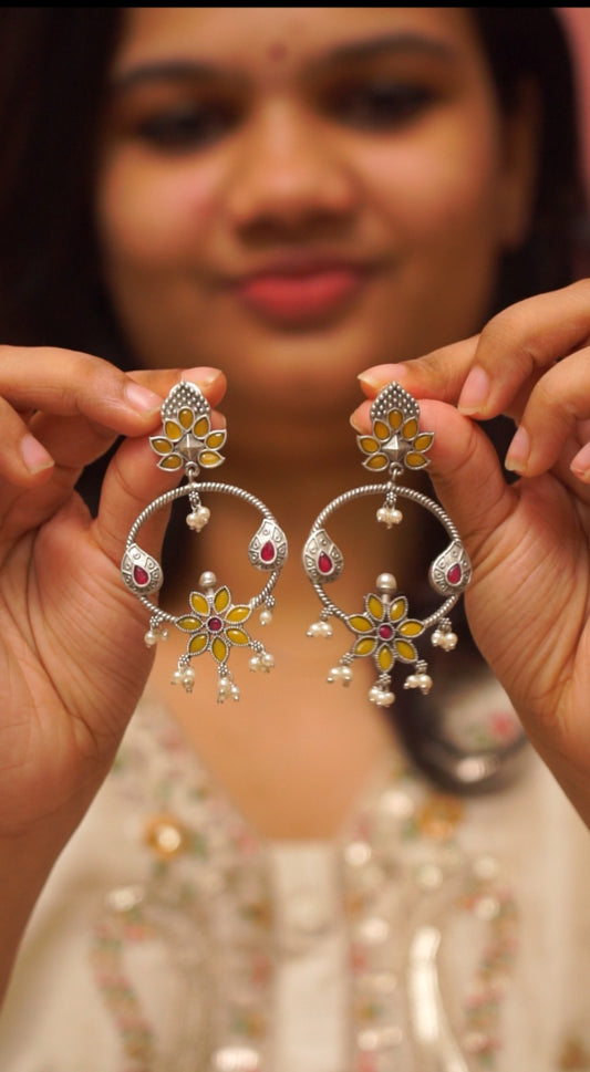 Floral Multicolor Hoop Earrings [NS03]