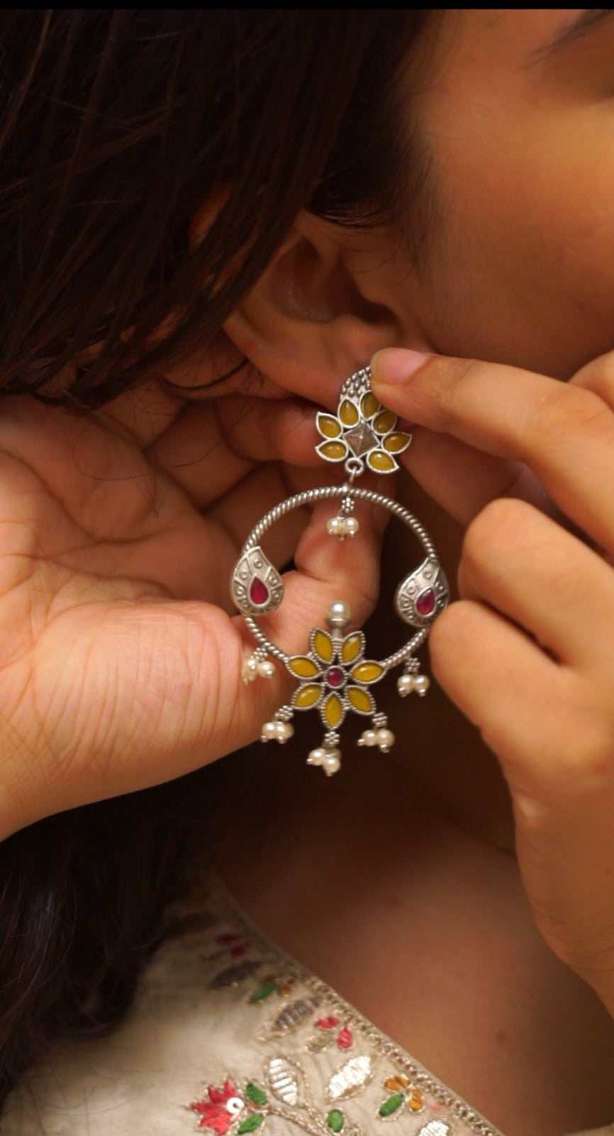Floral Multicolor Hoop Earrings [NS03]