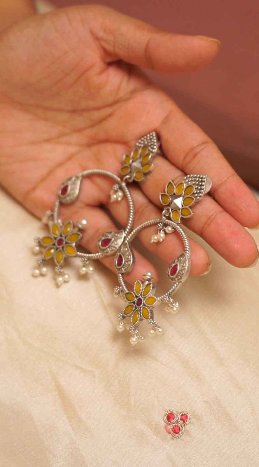 Floral Multicolor Hoop Earrings [NS03]
