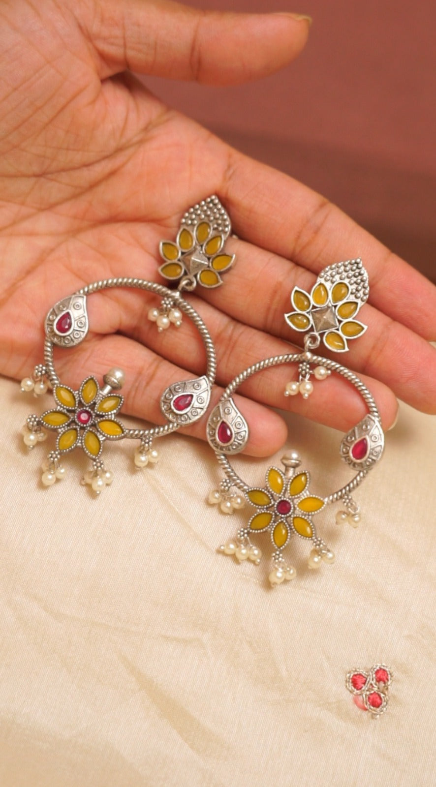 Floral Multicolor Hoop Earrings [NS03]