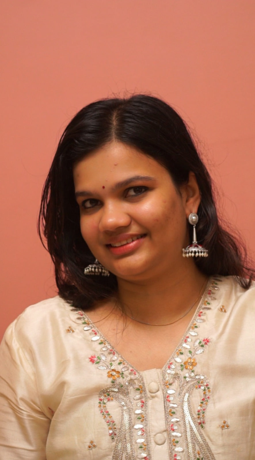 Pearl & Ruby Silver Jhumka Earrings [NS5]