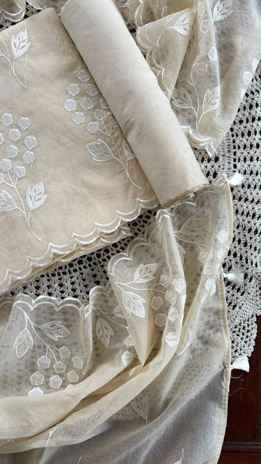 Mul Chanderi Salwar Material with Appliqué Work [GUG207]