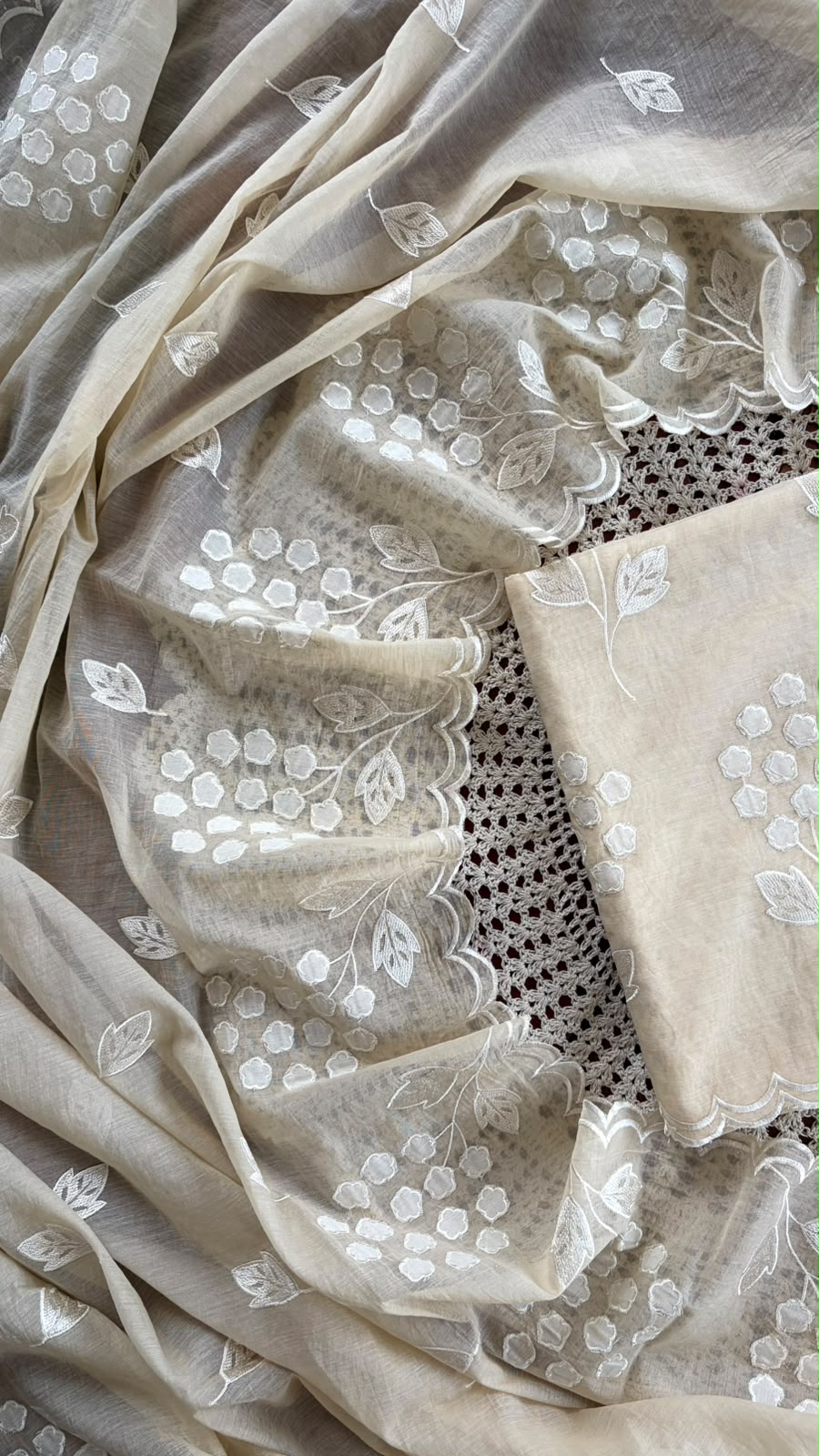 Mul Chanderi Salwar Material with Appliqué Work [GUG207]