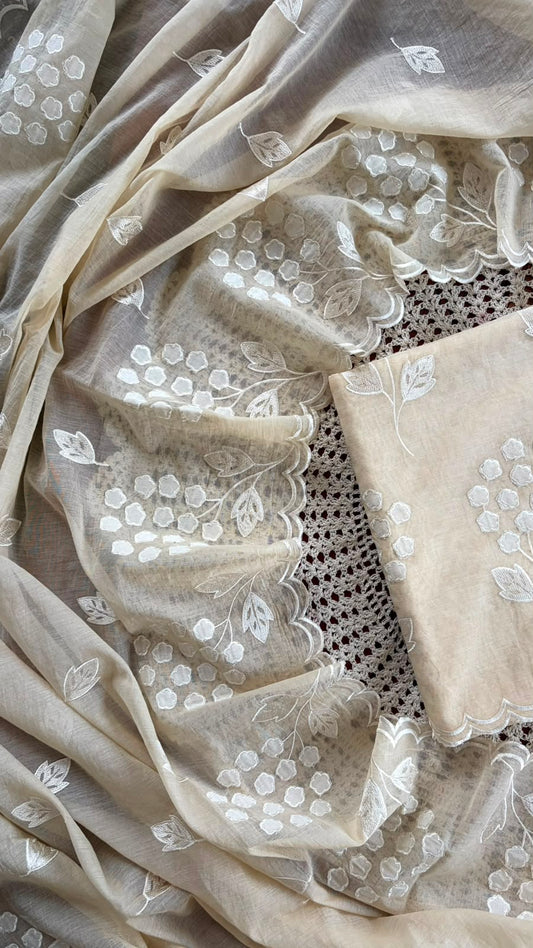 Mul Chanderi Salwar Material with Appliqué Work [GUG207]
