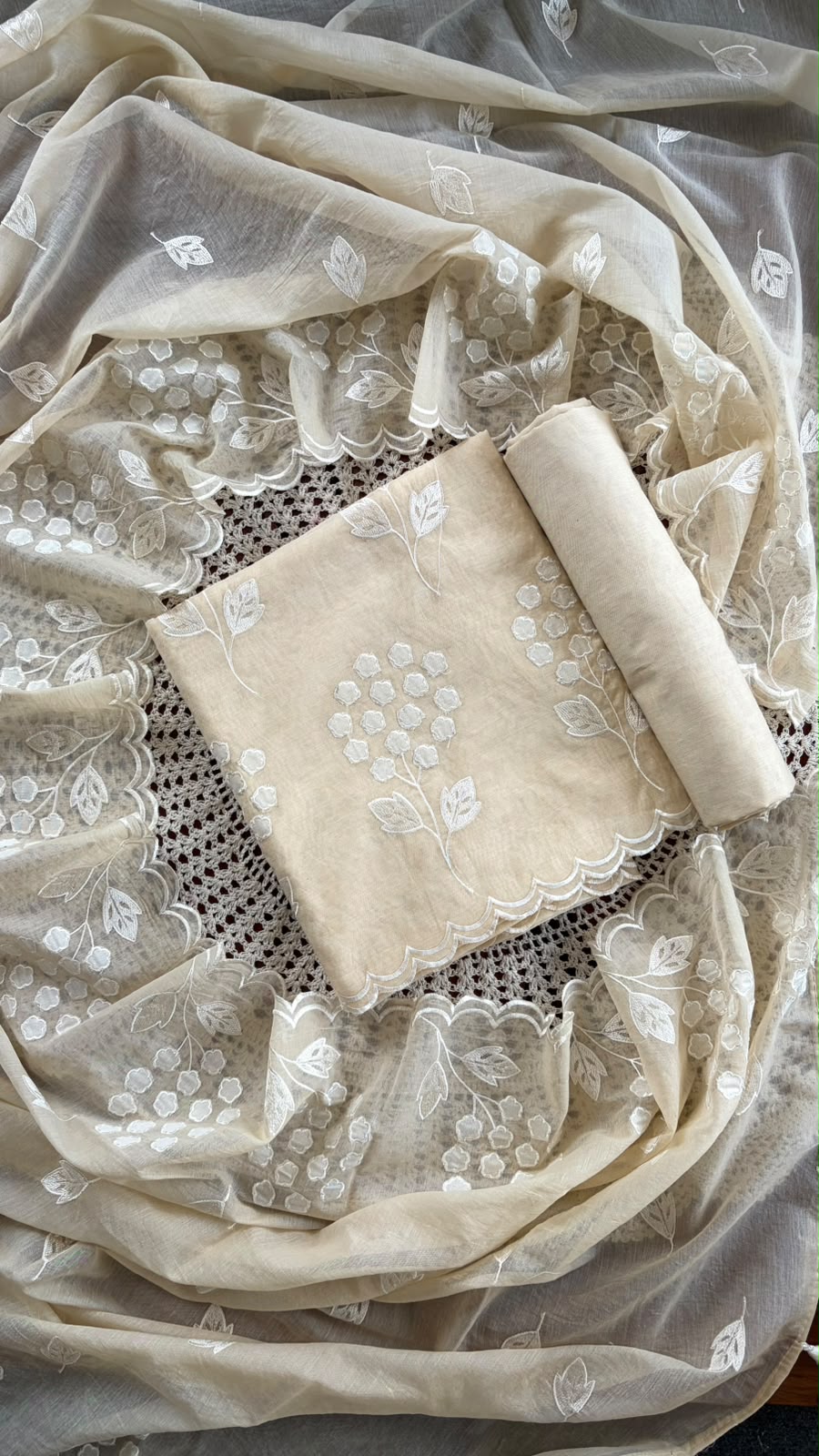 Mul Chanderi Salwar Material with Appliqué Work [GUG207]
