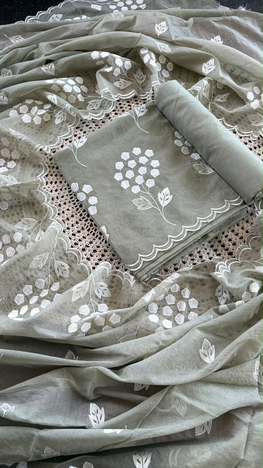 Mul Chanderi Salwar Material with Appliqué Work [GUG273]