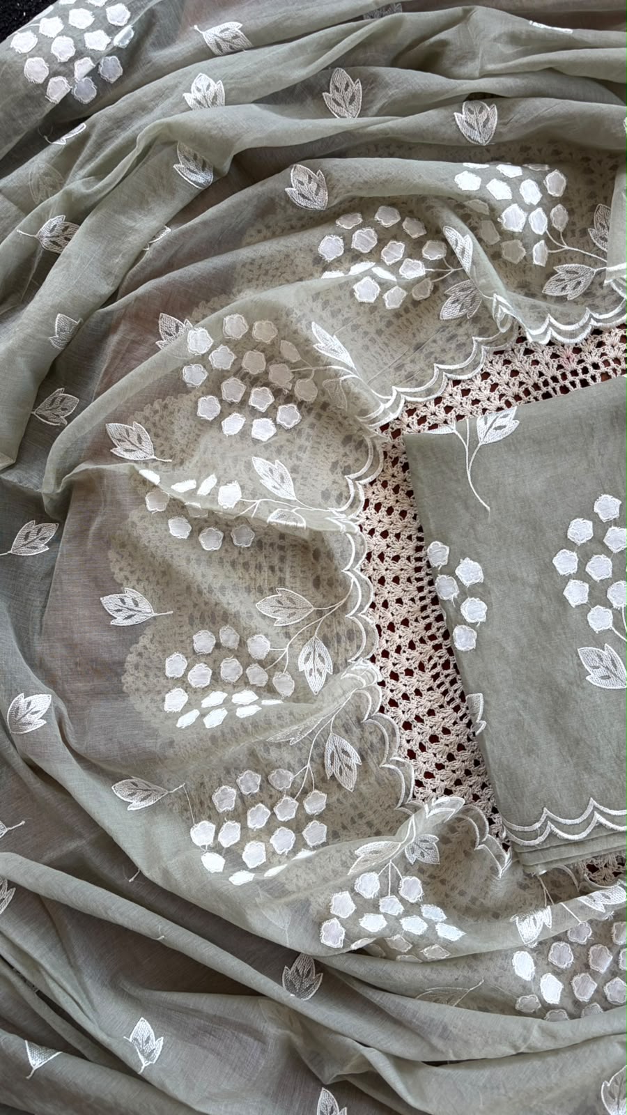 Mul Chanderi Salwar Material with Appliqué Work [GUG273]