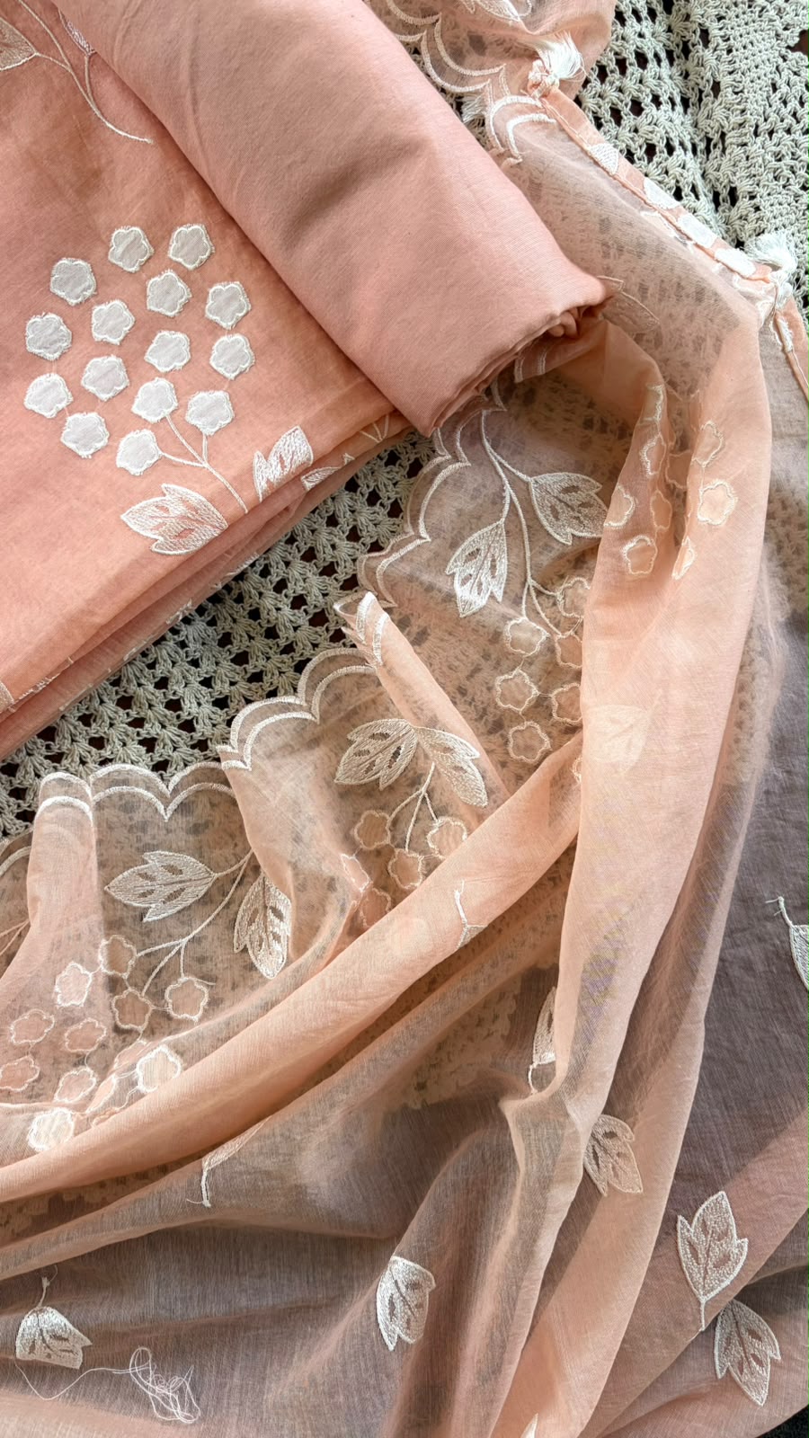 Mul Chanderi Salwar Material with Appliqué Work [GUG276]
