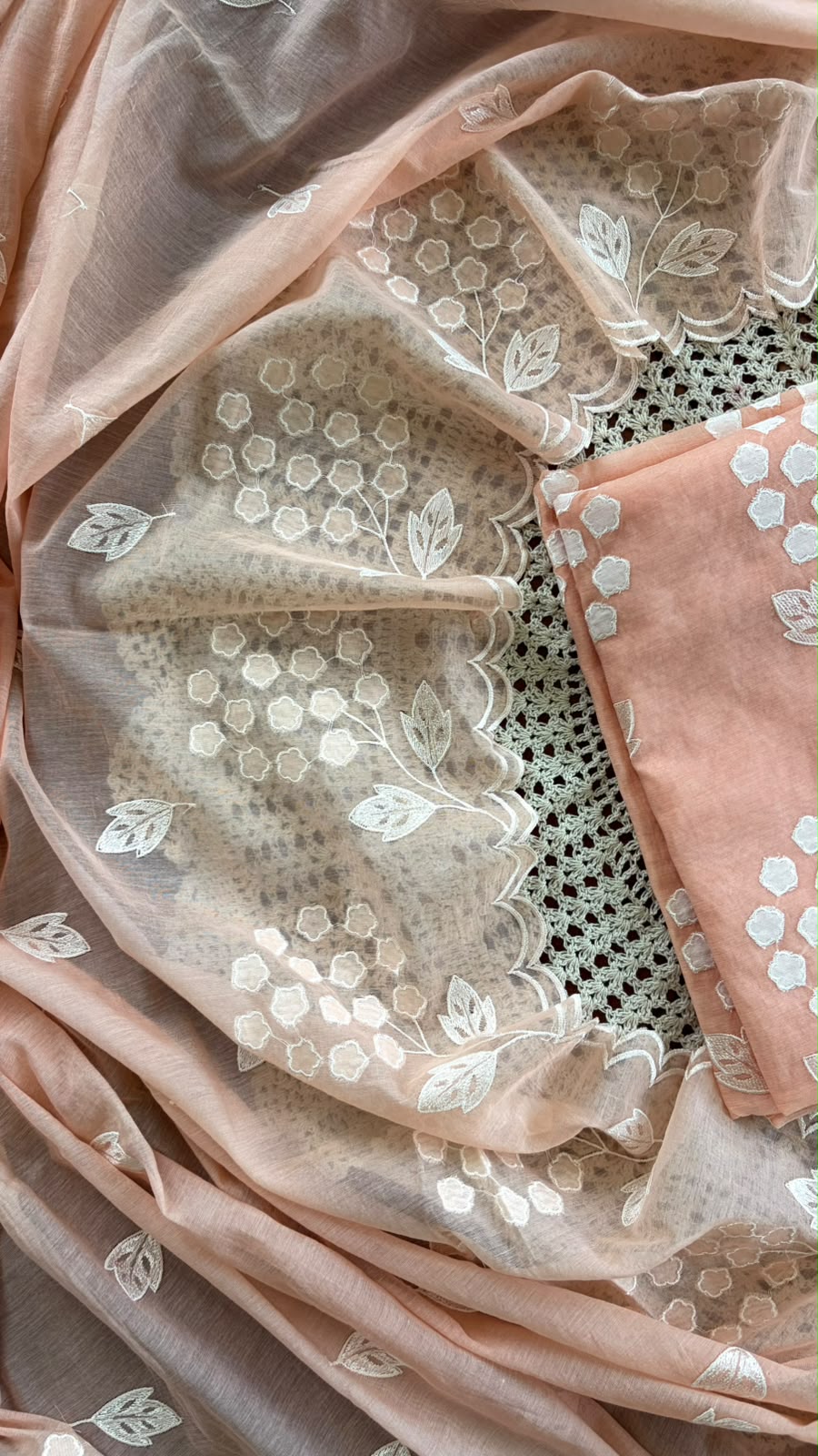 Mul Chanderi Salwar Material with Appliqué Work [GUG276]