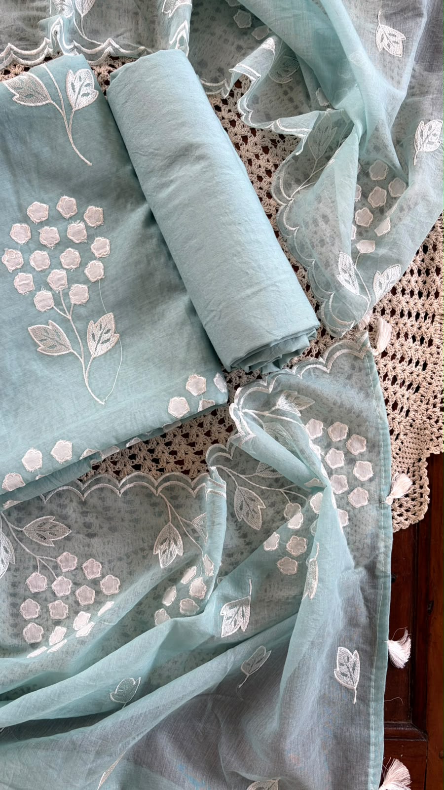 Mul Chanderi Salwar Material with Appliqué Work [GUG275]