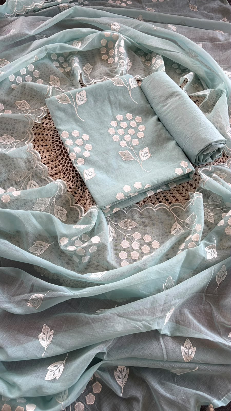 Mul Chanderi Salwar Material with Appliqué Work [GUG275]