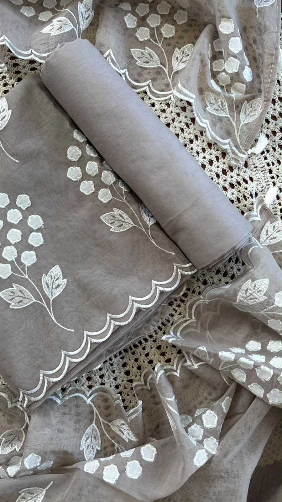 Mul Chanderi Salwar Material with Appliqué Work [GUG278]