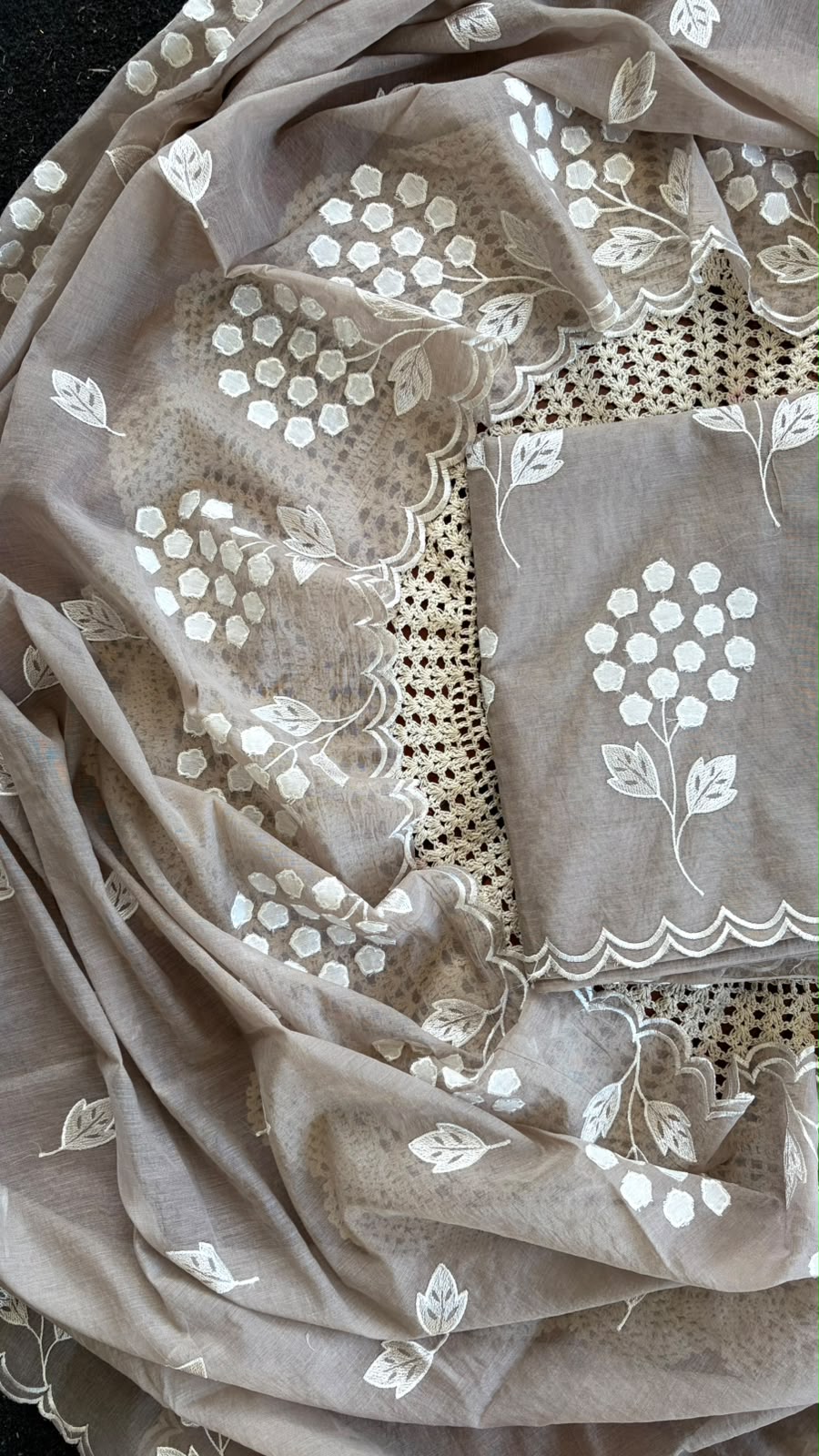 Mul Chanderi Salwar Material with Appliqué Work [GUG278]